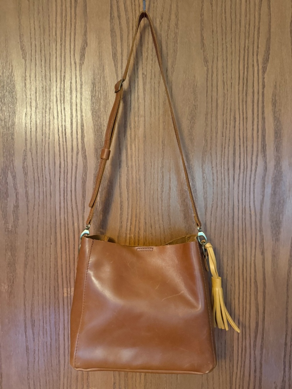 Portland Leather Butterfly Bucket Bag Honey Full Grain Leather Boho Classic - Picture 2 of 15